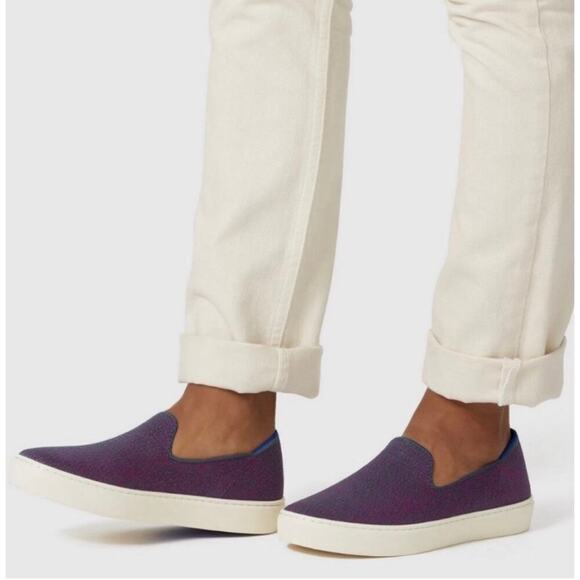 Rothy's The Original Slip On Sneakers Knitted In Fig Python Purple Size 7.5 - Picture 2 of 11